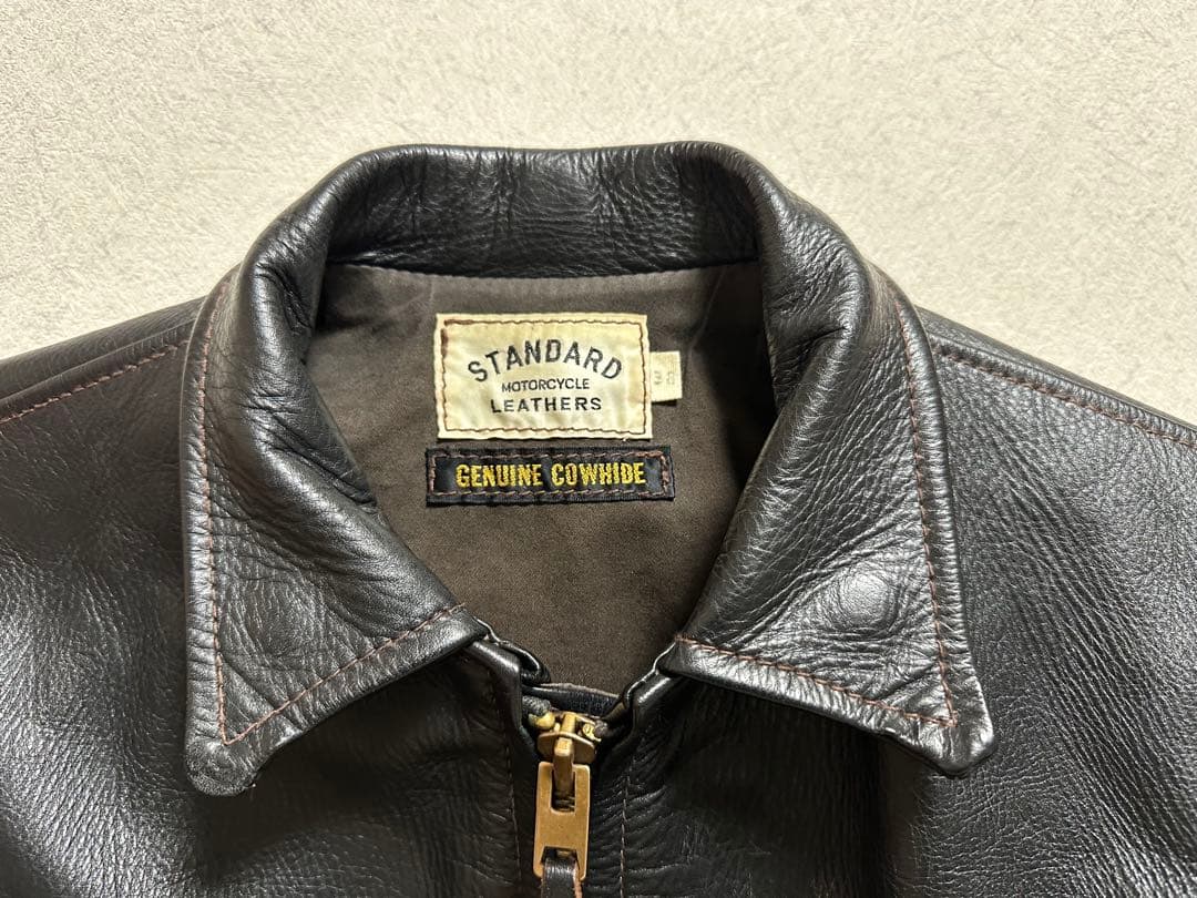 STANDARD MOTORCYCLE LEATHERS 38 茶芯ブラック