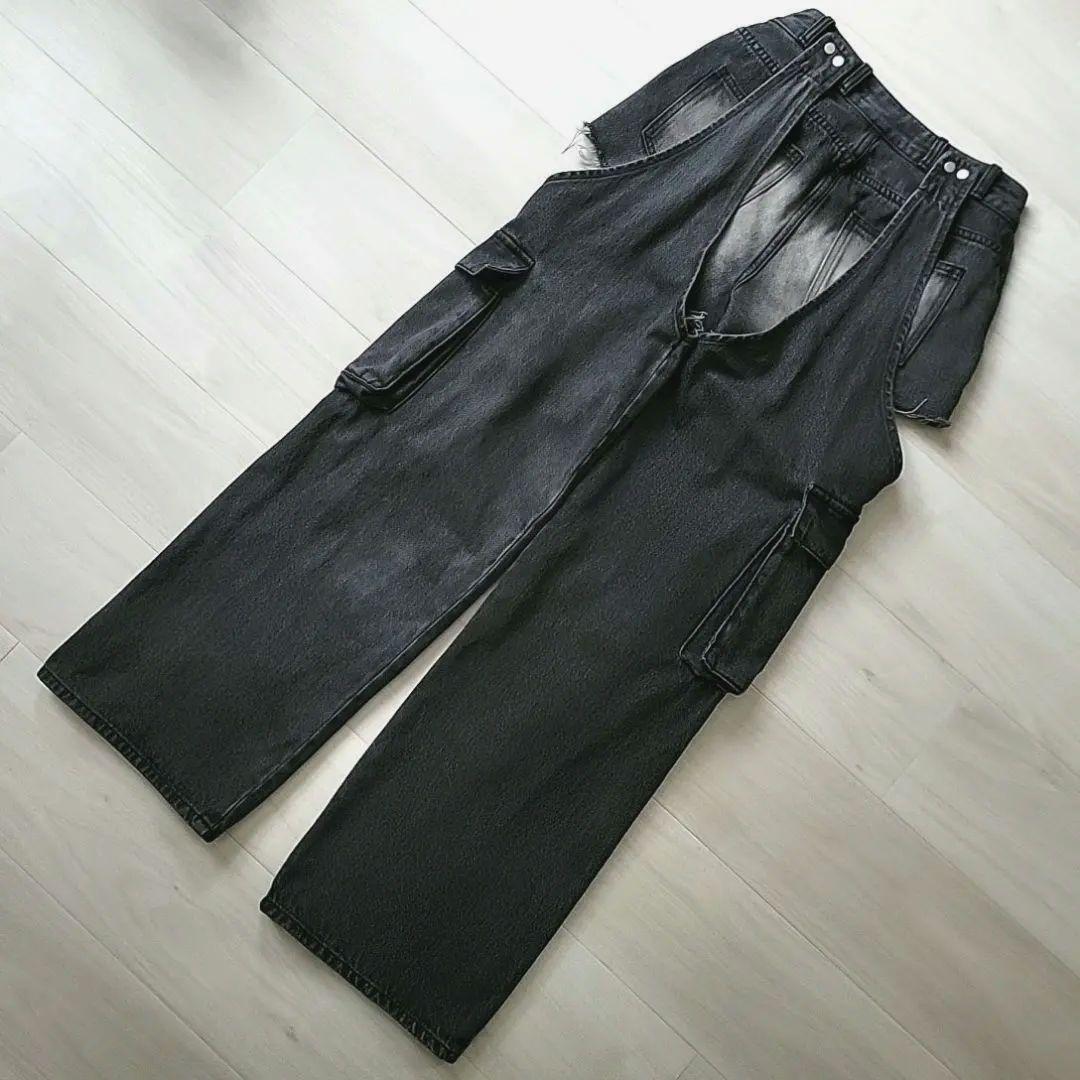 スパイラルガール 2WAYカーゴオーバーダイデニム ブラックデニム