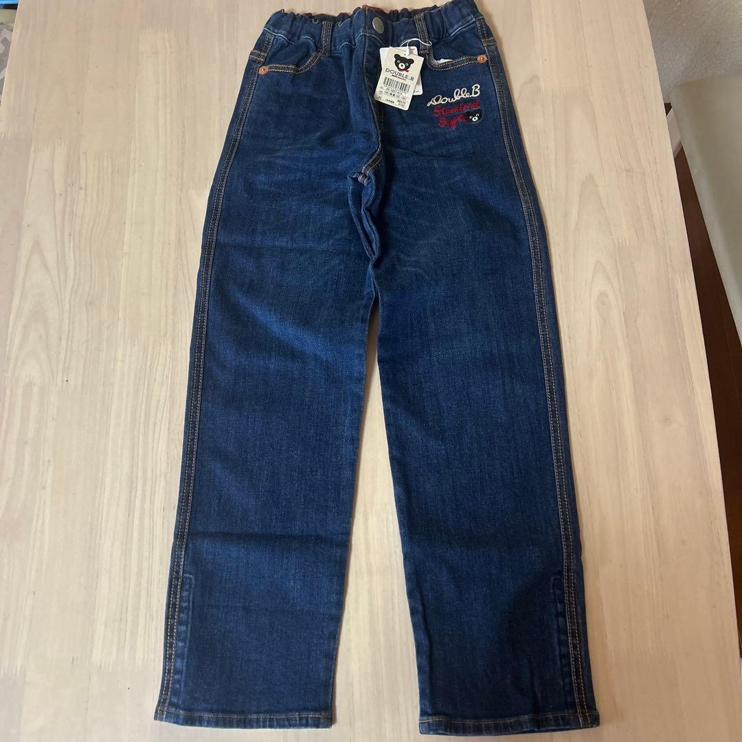 新品 未使用DOUBLE.B デニムパンツ ミキハウス ズボン ロンT白 140