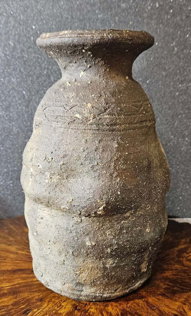 江戸時代　古信楽　檜垣文様　壺　花入れ　花生け　茶道具　茶器　古陶磁器　オブジェ