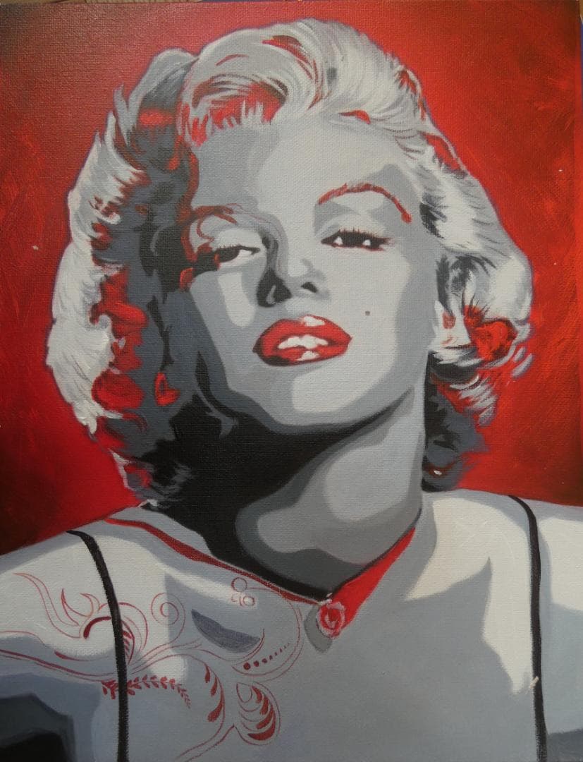 油絵アンディ・ウォーホル【Marilyn Monroe】手描き 額付き F6