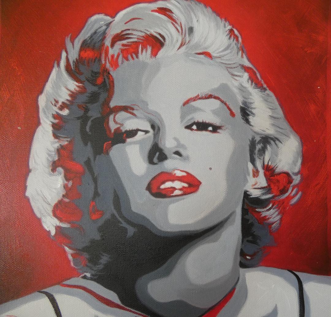 油絵アンディ・ウォーホル【Marilyn Monroe】手描き 額付き F6
