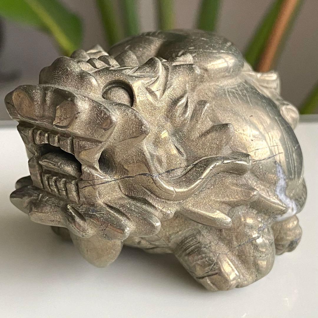 ★最終特価【 パイライト BIG 龍亀さん ぷっくりハート 原石 約476g】