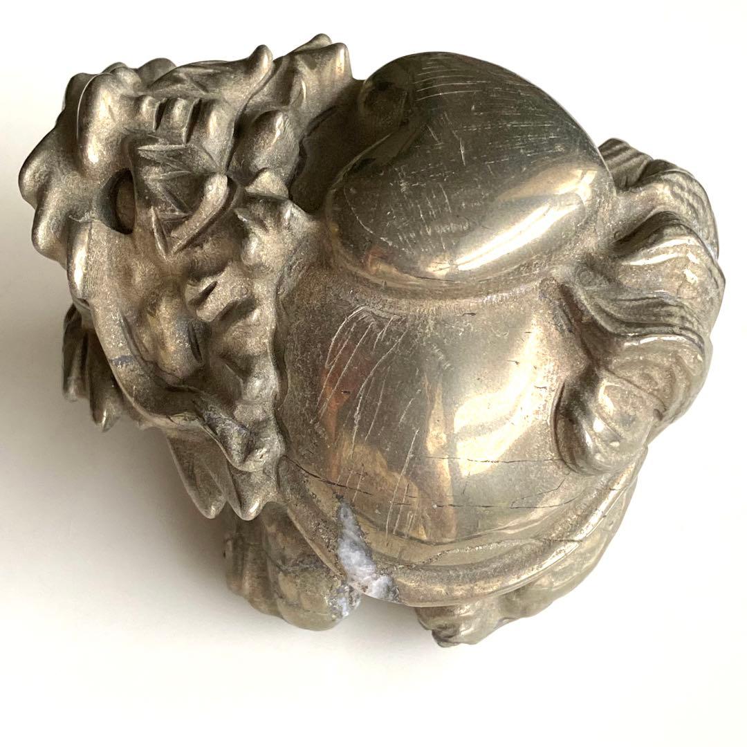 ★最終特価【 パイライト BIG 龍亀さん ぷっくりハート 原石 約476g】