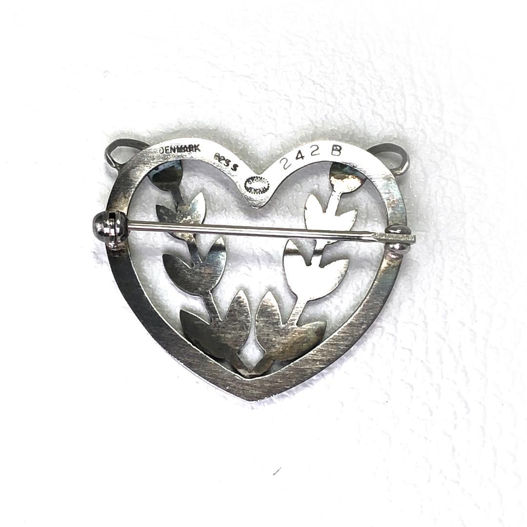 【美品・箱付き】ジョージジェンセン／ハート・植物 ブローチ SV925／242B