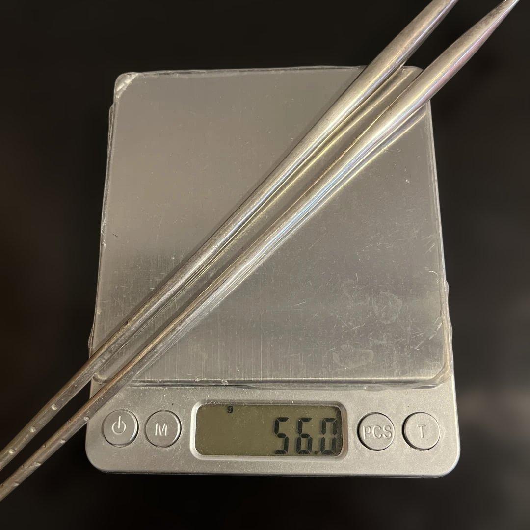 銀製　火箸　花頭　共箱　総重量56g