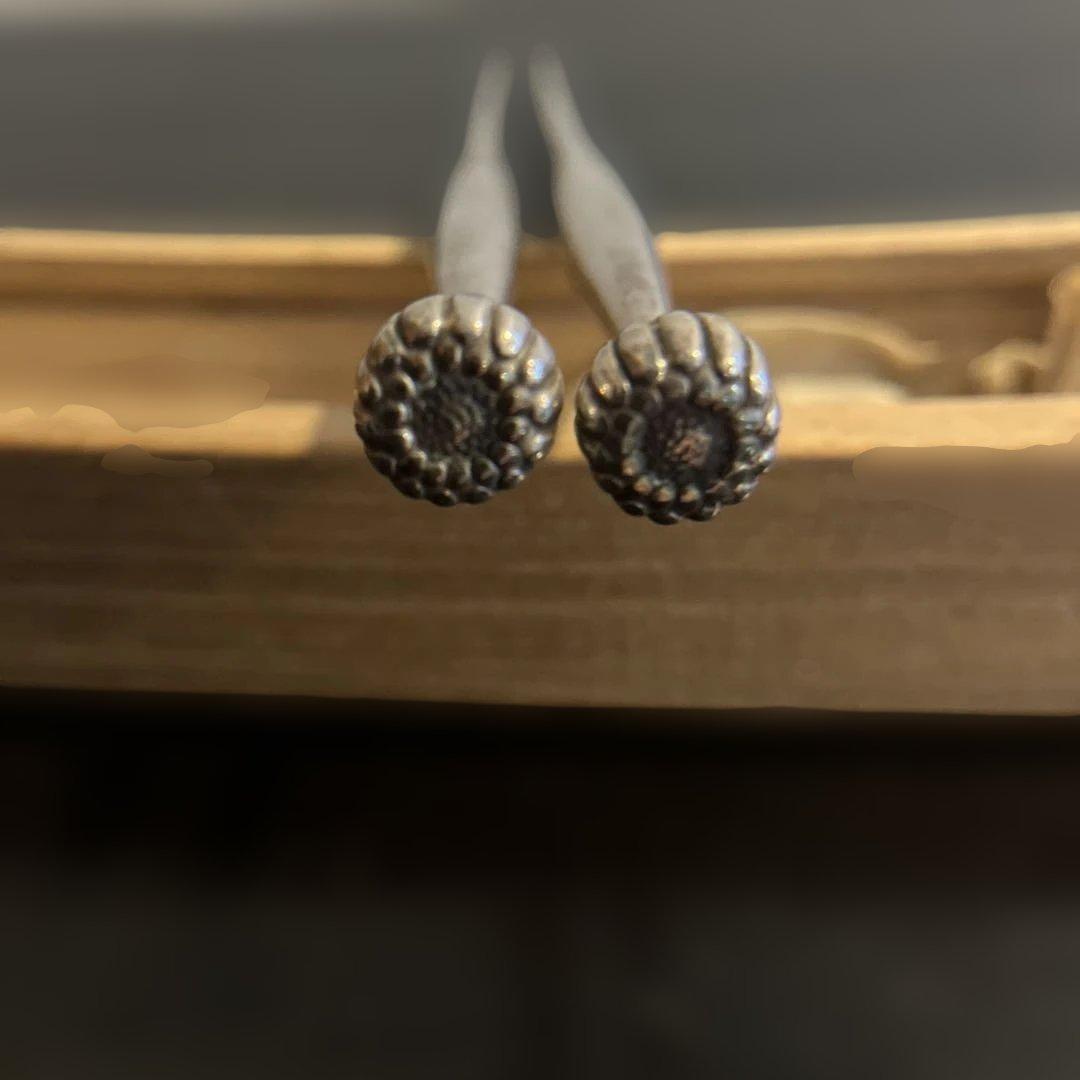 銀製　火箸　花頭　共箱　総重量56g