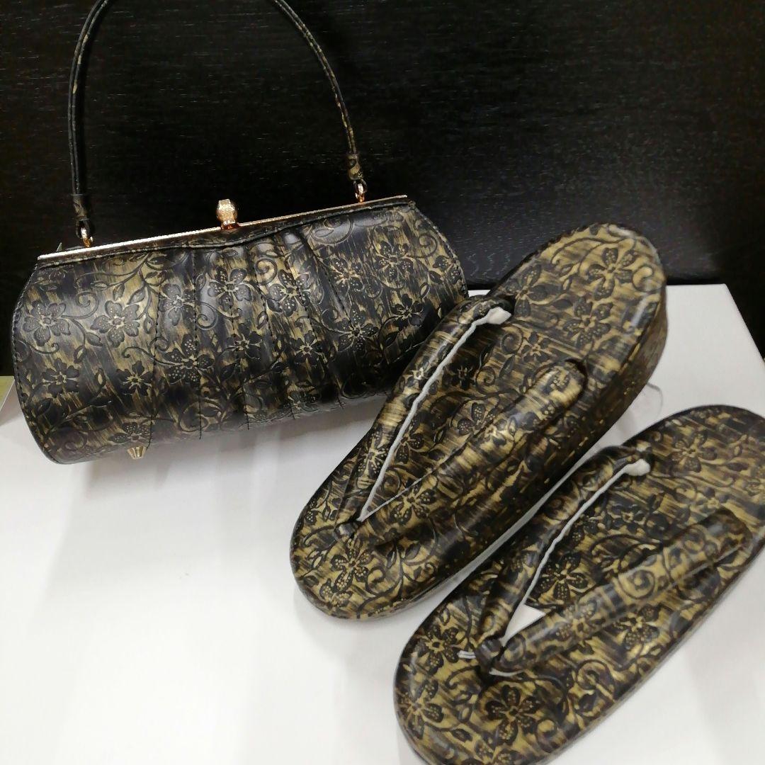 新品未使用　振袖　着物用草履バッグセット　フリーサイズ　黒系　5