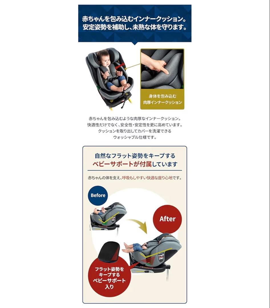 Nebio チャイルドシート 新生児 回転式 ISOFIX R129適合