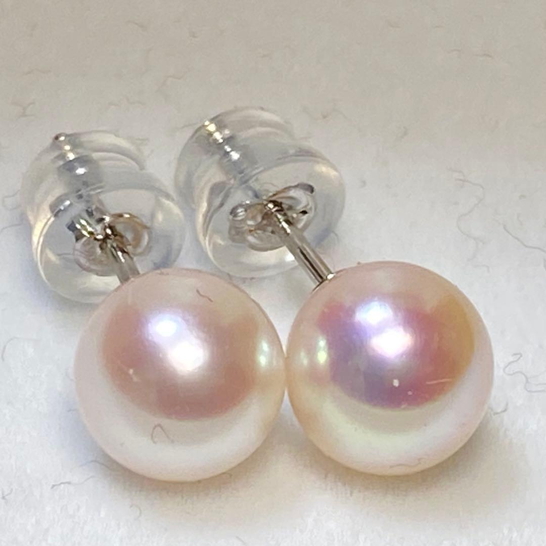 ピカチュウさま専用【ピンク・花珠】あこや真珠　パールピアス　最高級7.8ミリ
