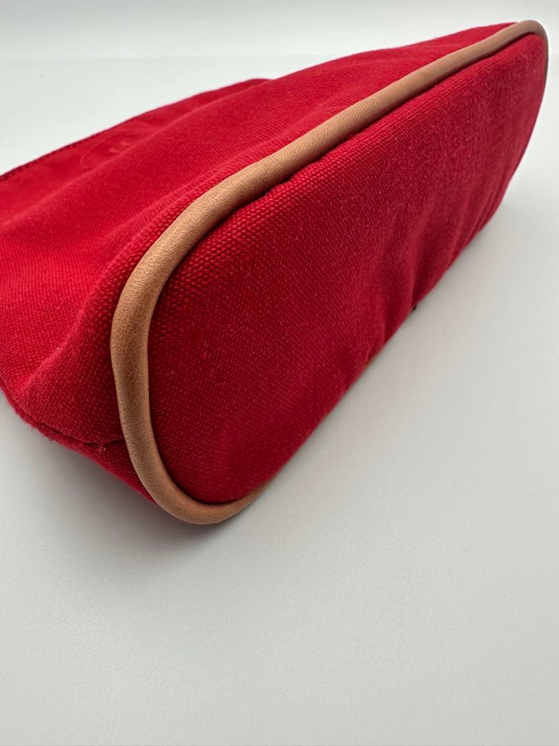 エルメス HERMES ボリードポーチ ミニミニ 赤 キャンバス 美品