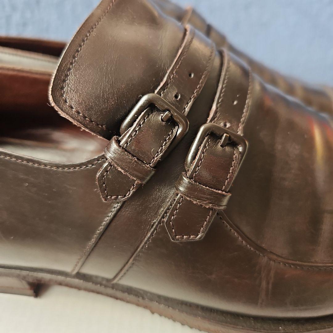 BOTTEGA VENETA　ダークブラウン レザー ダブルストラップシューズ