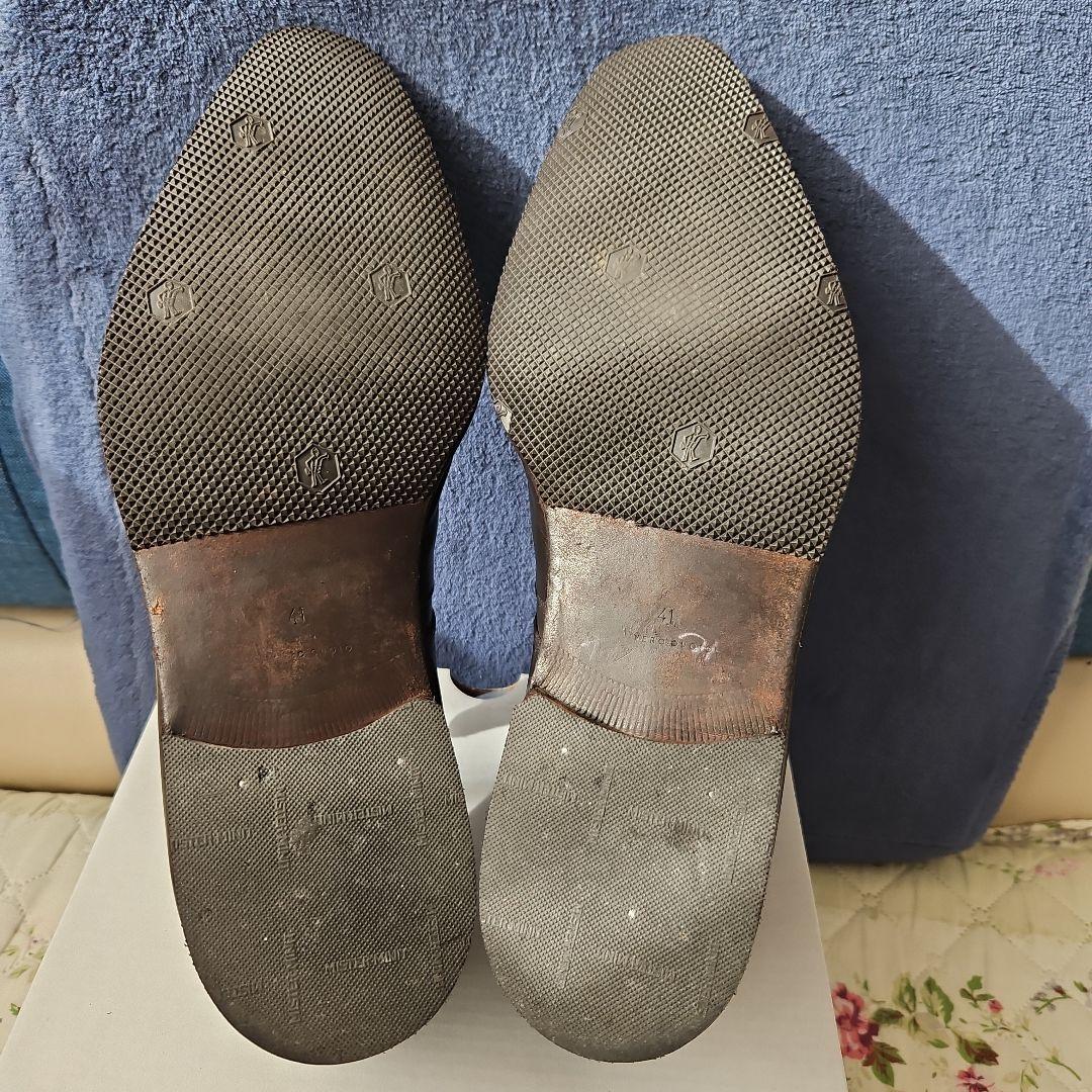 BOTTEGA VENETA　ダークブラウン レザー ダブルストラップシューズ