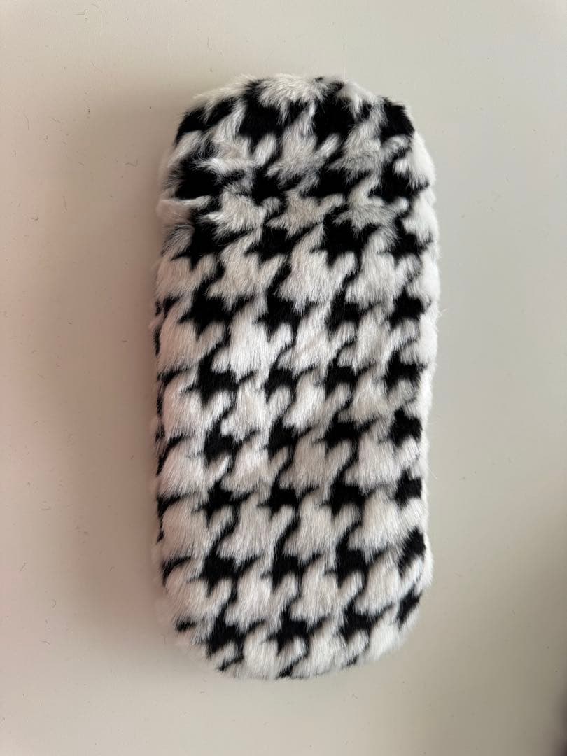 ★新品★ふわふわ暖か♪千鳥格子柄 ファースリング ドッグキャリー 斜め掛け