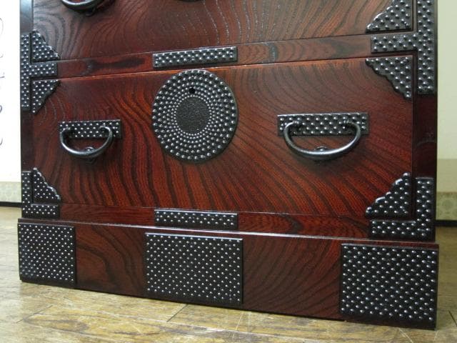 伝統工芸 欅材 拭き漆 南部鉄金具 №999 月雫8号 民芸 岩谷堂箪笥 鍵付き