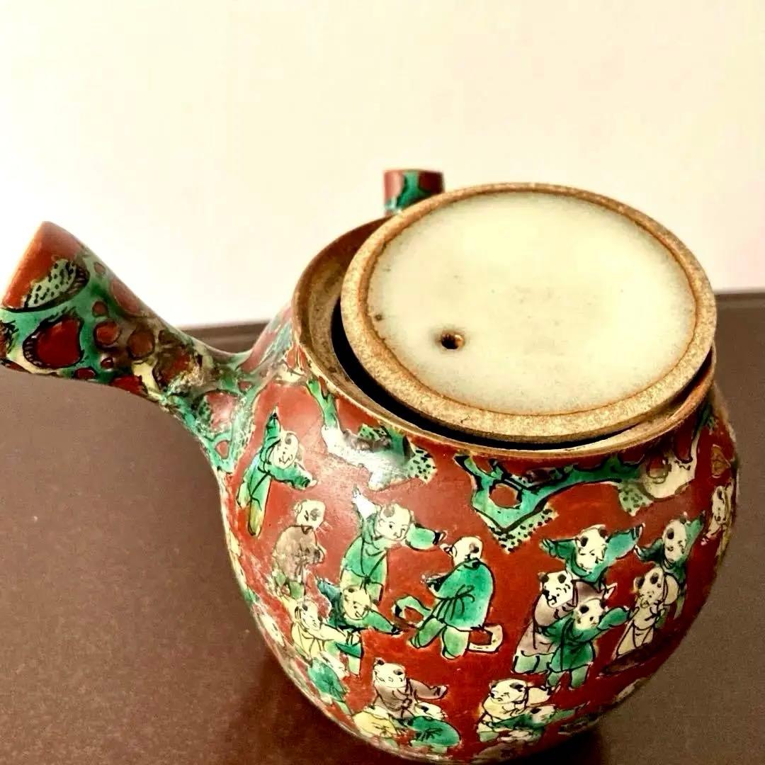 【九谷 木米】 骨董 アンティーク　急須　唐様 金彩赤絵