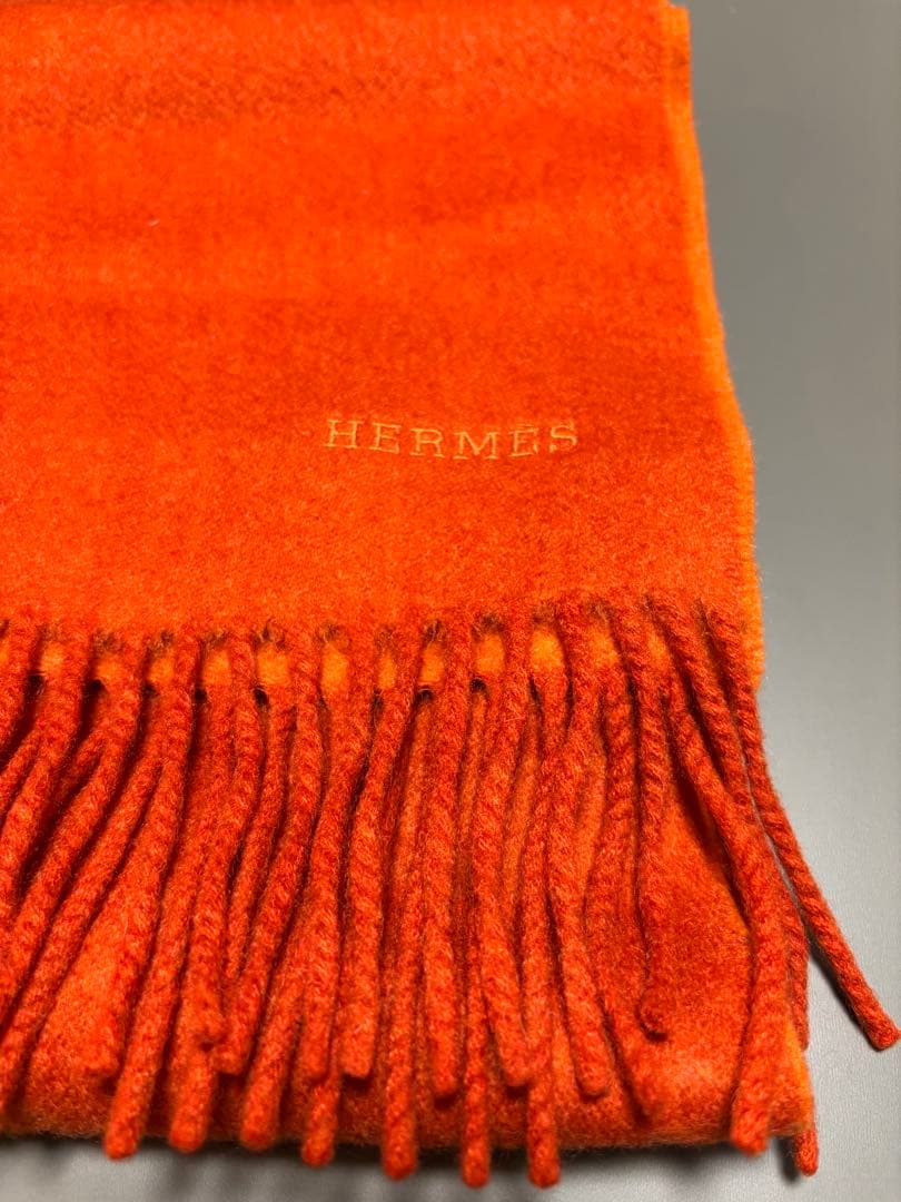 エルメス　カシミヤ　オレンジマフラー