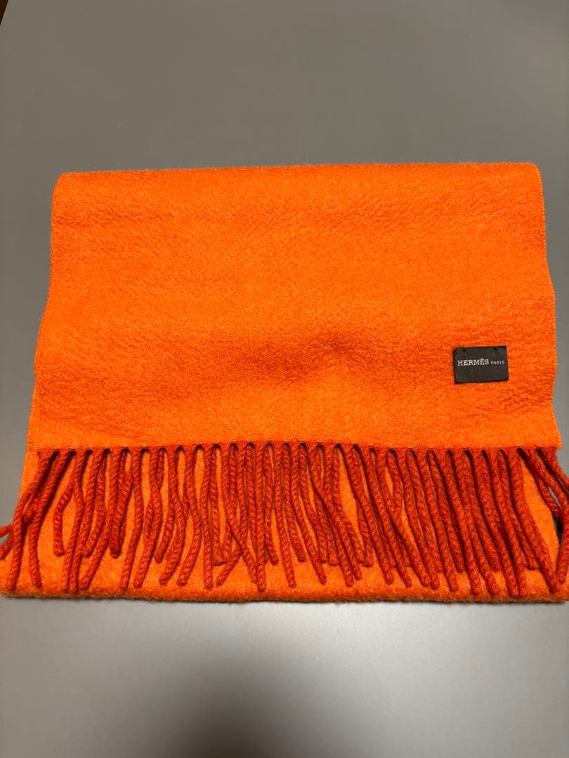 エルメス　カシミヤ　オレンジマフラー