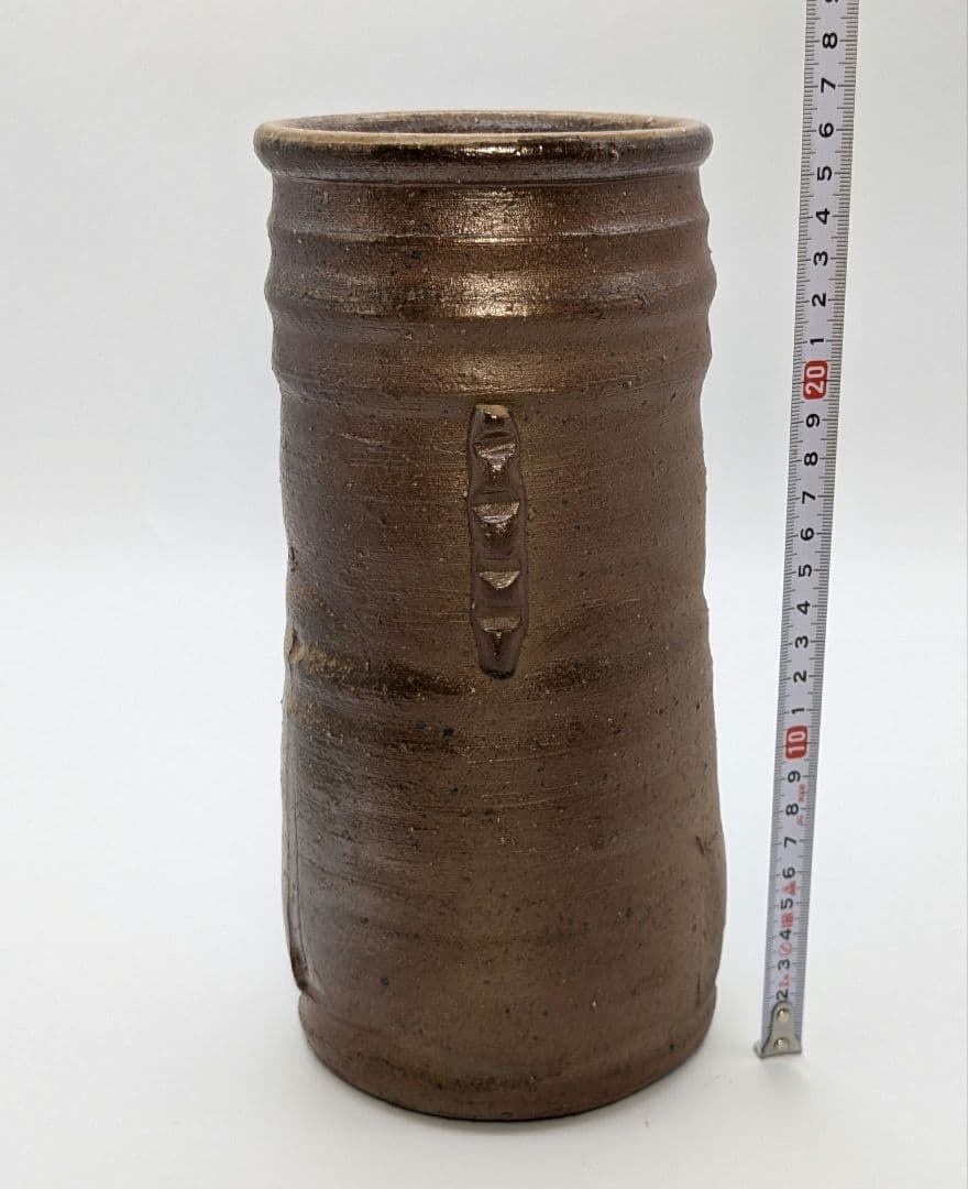 伝統工芸士 日幡光顕 備前焼 耳付花入 共箱共布栞 花器 フラワーベース 花瓶