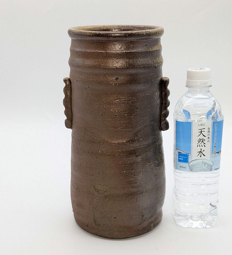 伝統工芸士 日幡光顕 備前焼 耳付花入 共箱共布栞 花器 フラワーベース 花瓶