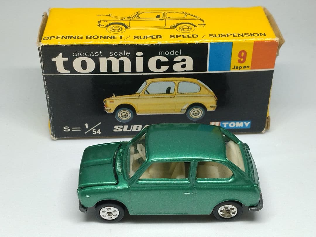 トミカ 9 スバル R2 緑 白シート 黒箱 緑色指定箱 日本製 レアモデル