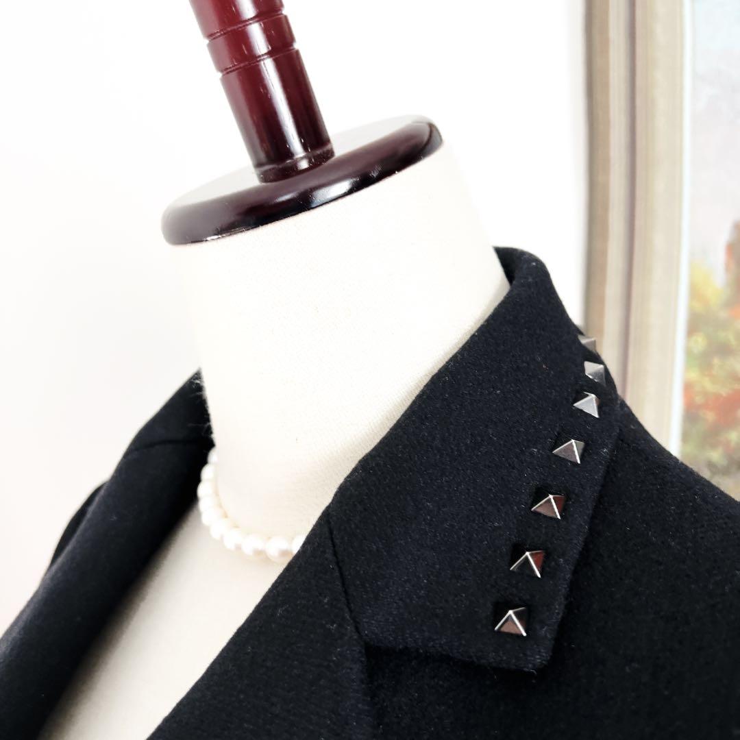 美品　VALENTINOヴァレンティノ スタッズ ロングコート ヴァージンウール