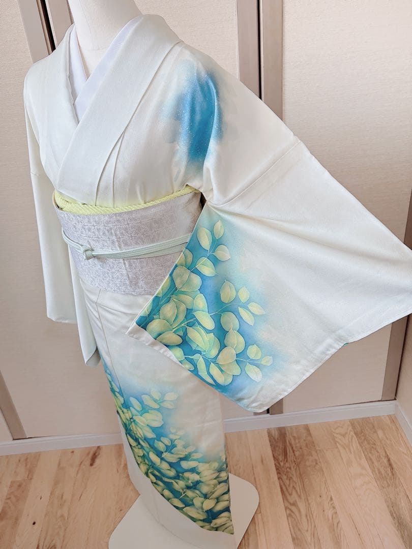 訪問着　フルセット　裄66 友禅　正絹　卒業式　入学式　結婚式　M L 袋帯