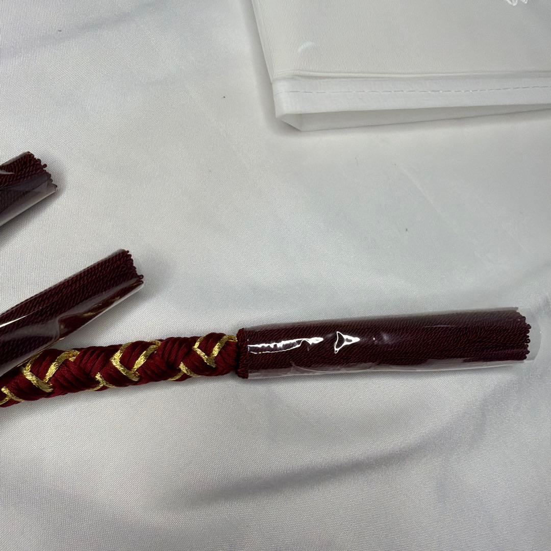 新品　2027年新作　振袖用　帯締め　帯揚げ　半襟　重ね襟　セット　ワインレッド