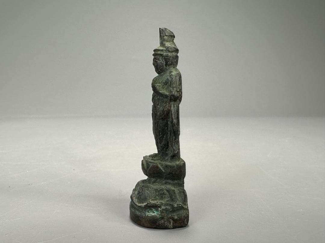 仏教美術　江戸時代　古銅製　観音像　銅仏　豆仏　時代厨子付き　古仏