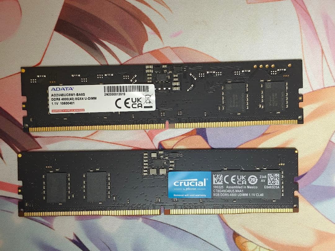 DDR5 16GB メモリ ADATA crucial
