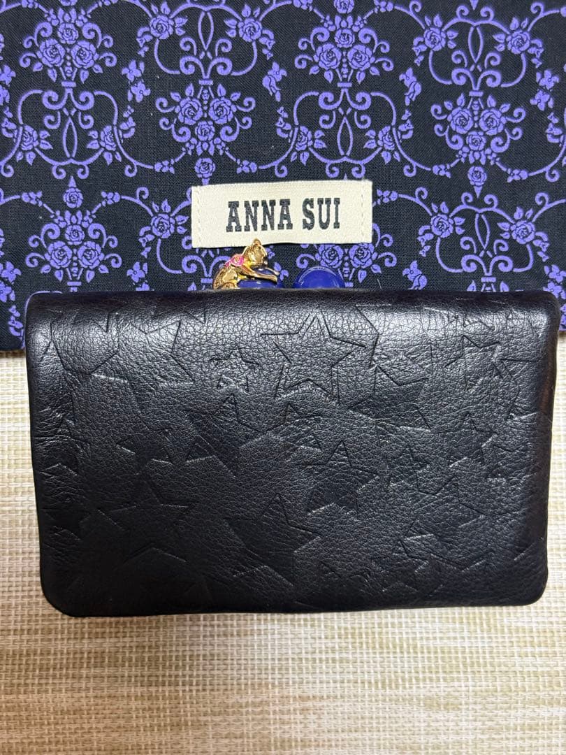 ANNA SUI アナスイ　二つ折り牛革財布 猫星