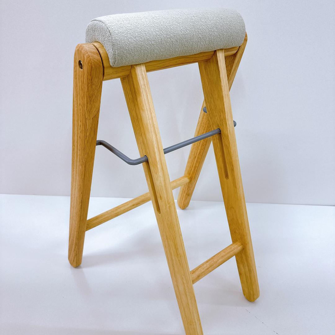 【美品】折り畳みハイスツール チェア 持ち運び簡単 グレー