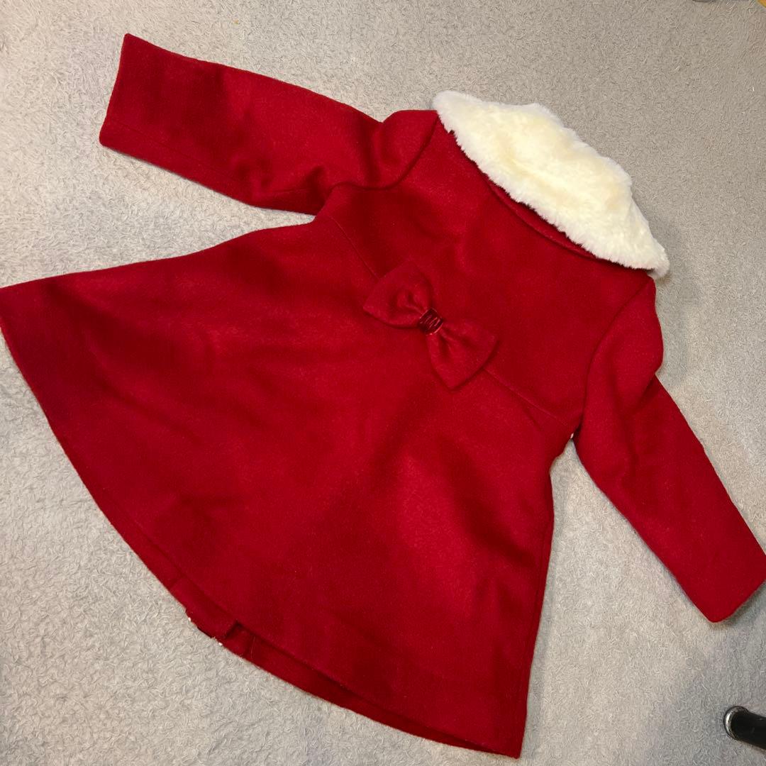 シャーリーテンプル　ラッピングリボンウールコート　赤　80cm-90cm 超美品