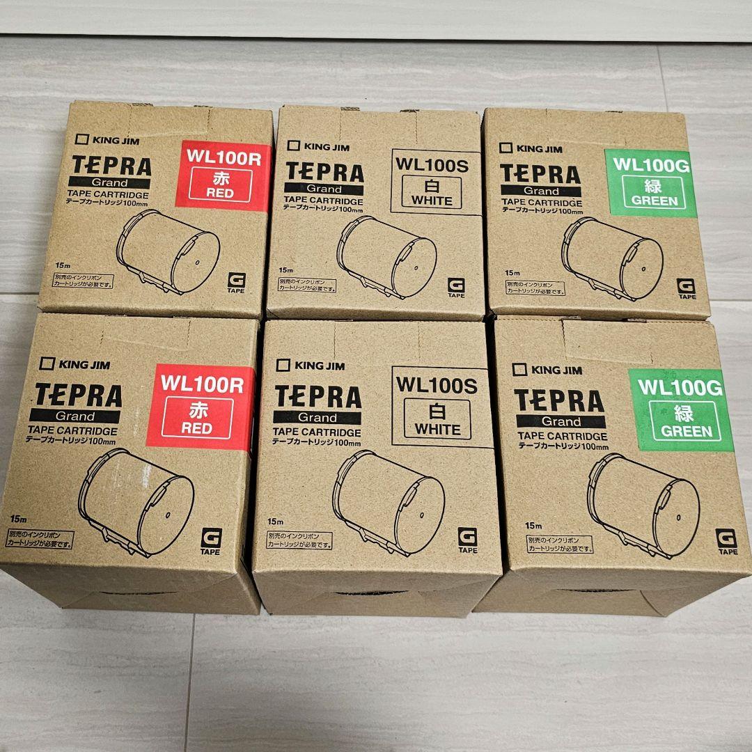 6点セット テプラ KING JIM TEPRA Grand WL100 白赤緑