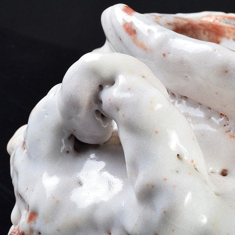 1080一無斎（一ム斎）作　志野水指　銘「知恵泉」　共箱　M　R9180H