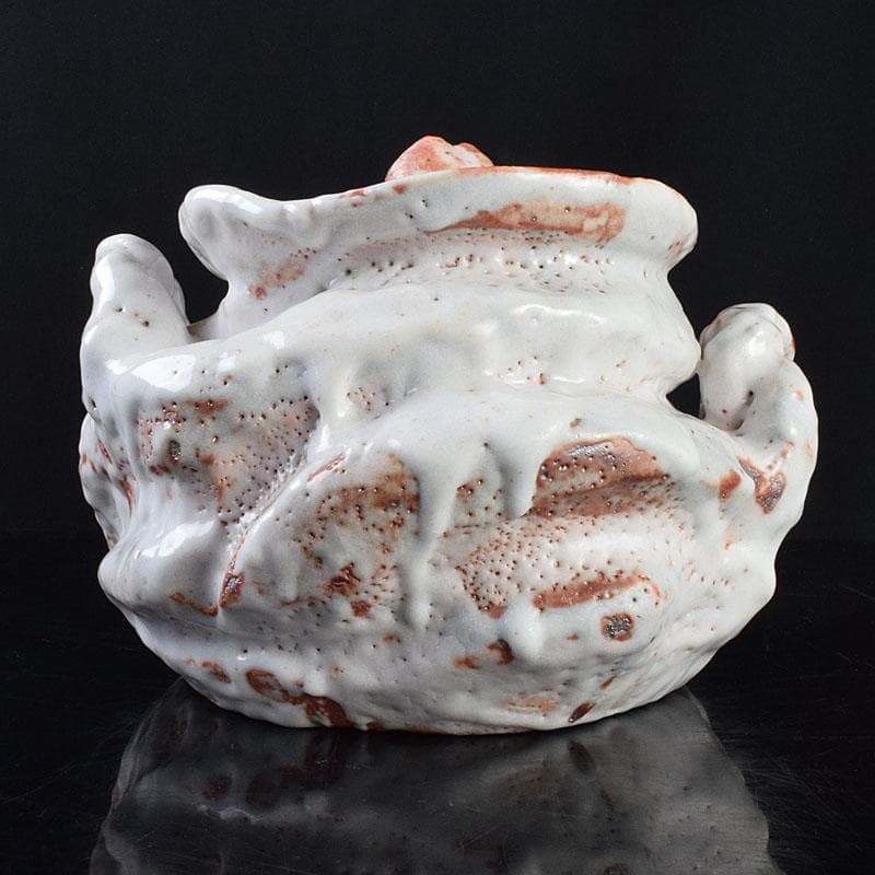 1080一無斎（一ム斎）作　志野水指　銘「知恵泉」　共箱　M　R9180H