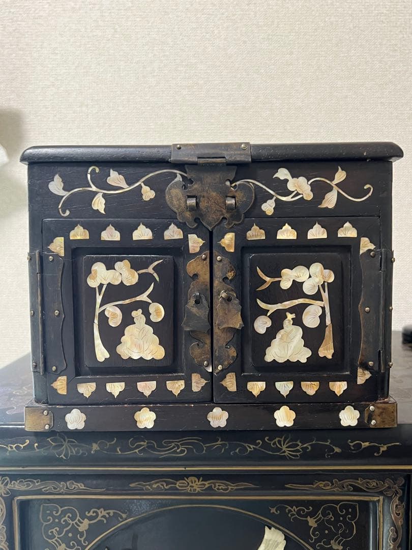 中国螺鈿化粧箱骨董 紫檀です