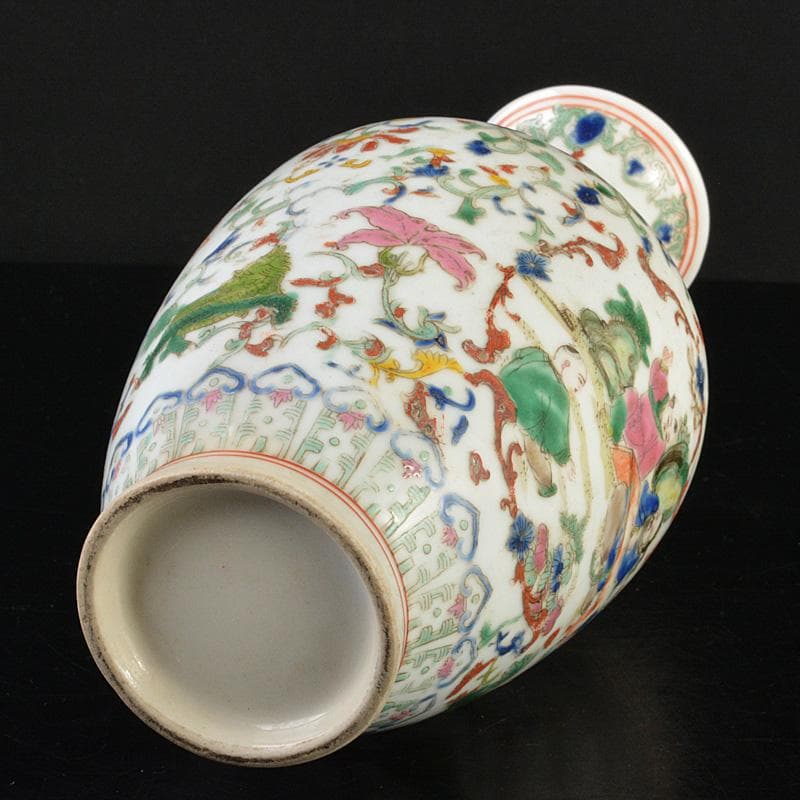 中国　粉彩　人物花神獣文瓶　M　R7322