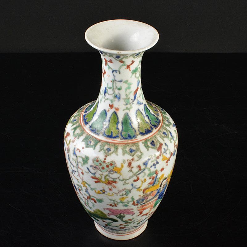 中国　粉彩　人物花神獣文瓶　M　R7322