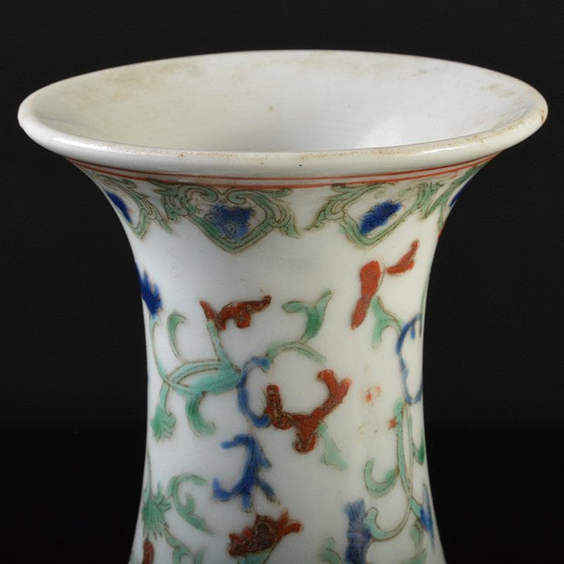 中国　粉彩　人物花神獣文瓶　M　R7322