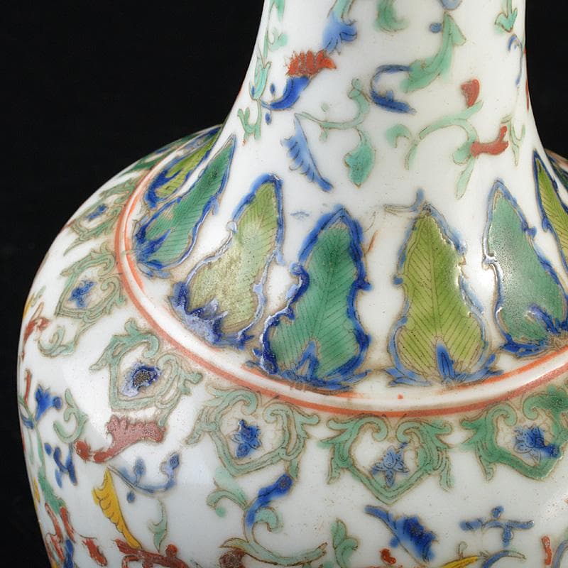 中国　粉彩　人物花神獣文瓶　M　R7322