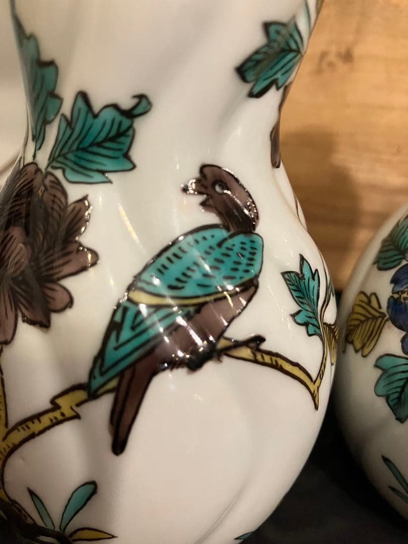 組徳利　古九谷花鳥　二代　徳田八十吉　桐箱