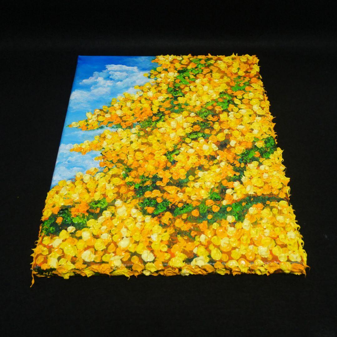 油絵 油彩 油彩画 絵 絵画【青空のミモザ】F4号