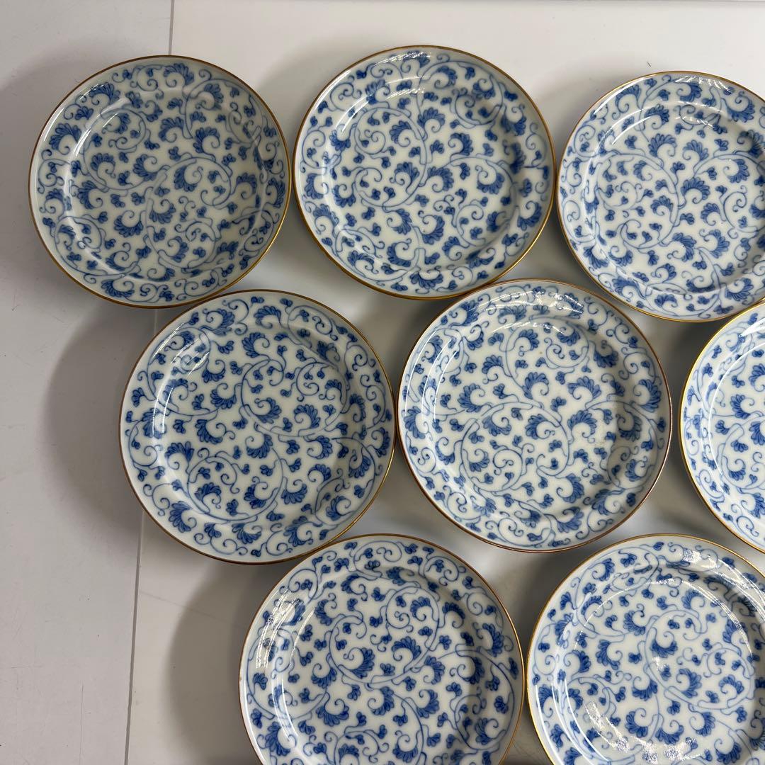 江戸中期　古伊万里唐草文　最上手小皿20枚　木箱付　東Y7-1104☆2Fトエオ