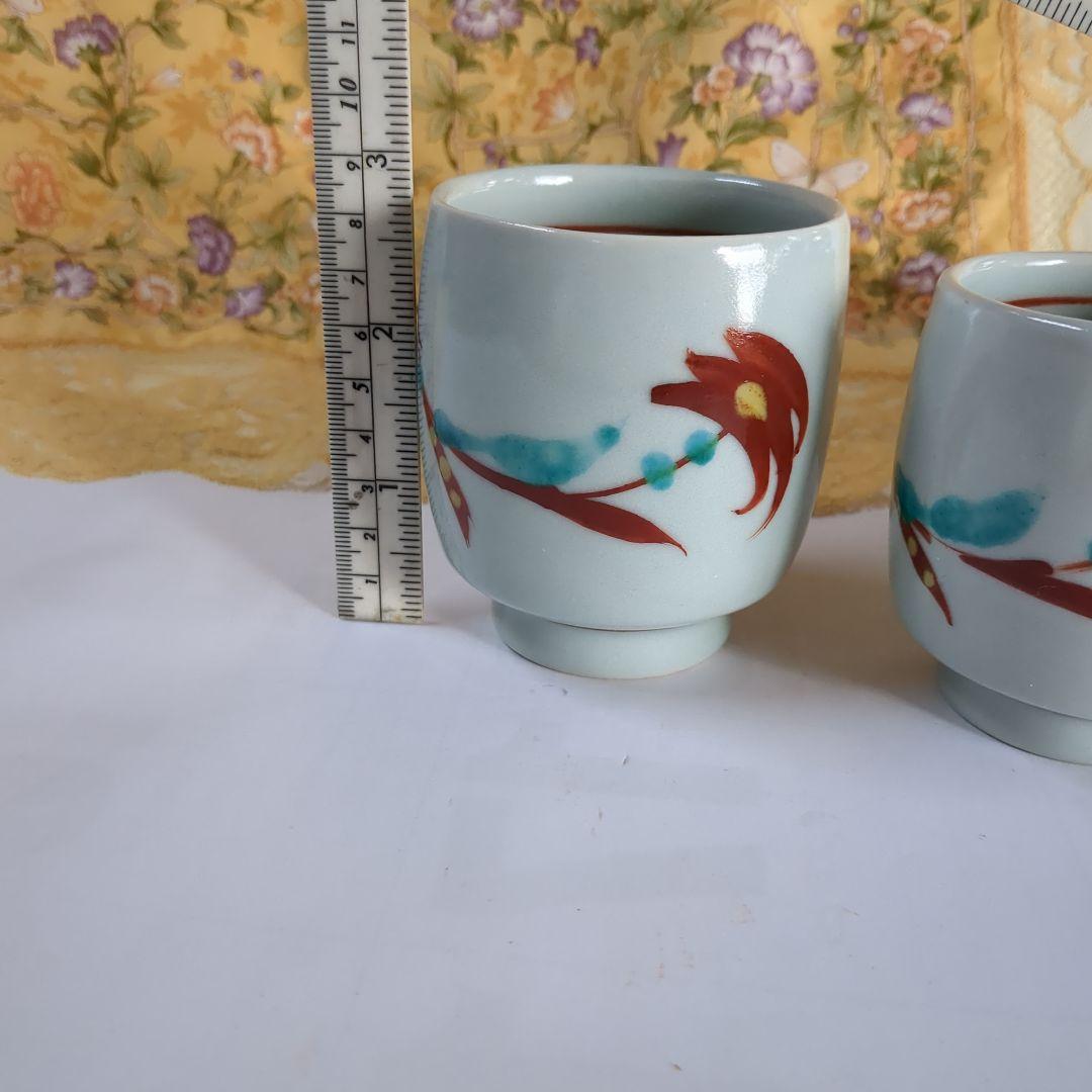 花文湯呑壱対名工人間国宝濱田庄司弟子滝田項一作