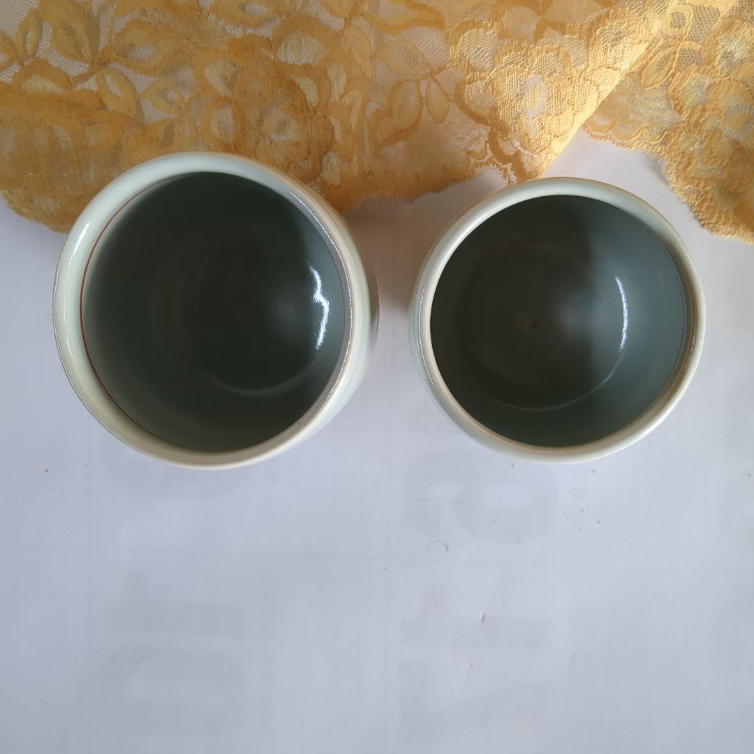 花文湯呑壱対名工人間国宝濱田庄司弟子滝田項一作