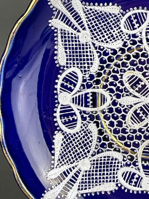 【希少】イタリア　ラヴェーノ 白レース デミカップ＆ソーサー　ヴェネチアン