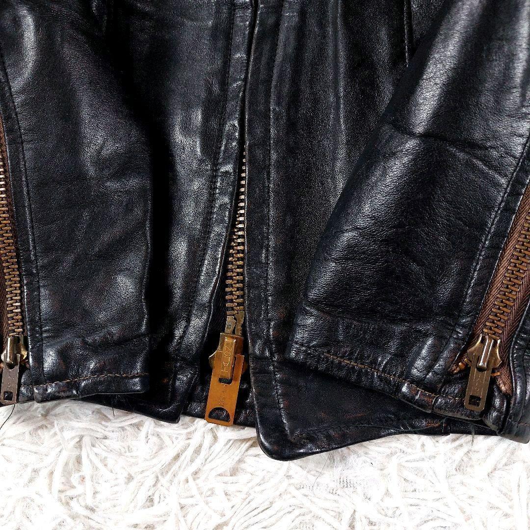60s~70s デカタロン シングルレザーライダースジャケット ワッペン革ジャン