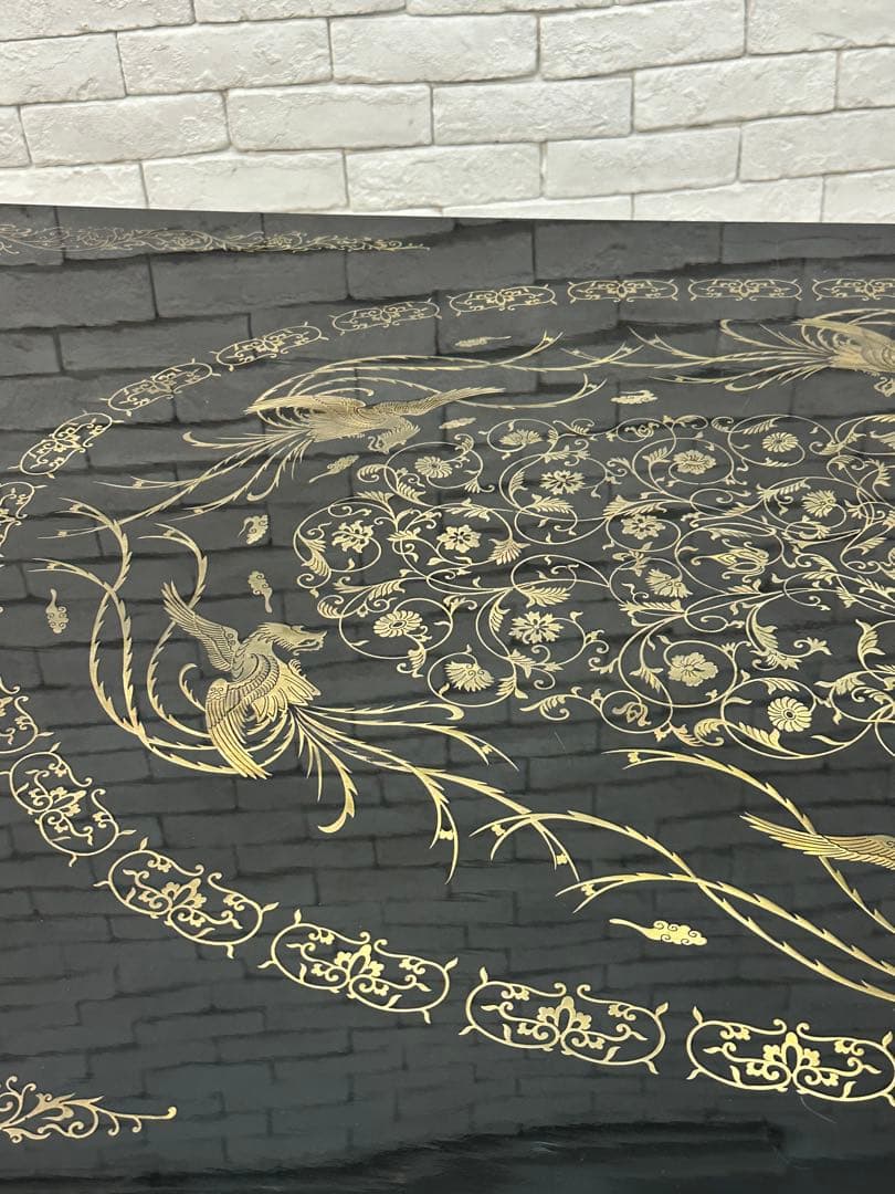 【taka】定価65万　螺鈿細工　鳳凰　木製漆塗り　テーブル　机