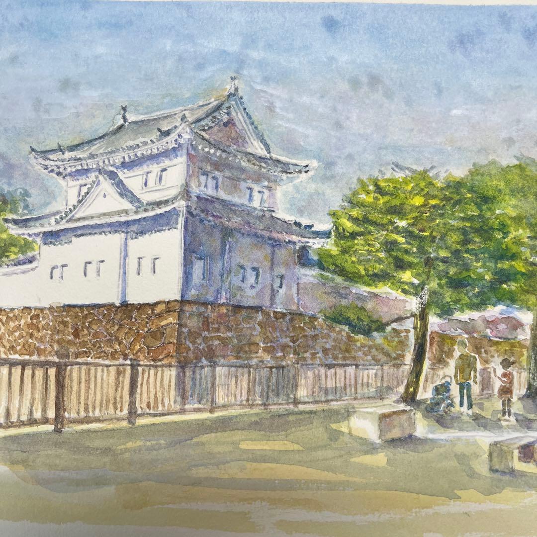動画投稿中　Ｆ4 二条城　手描き水彩画　直筆原画　京都世界遺産